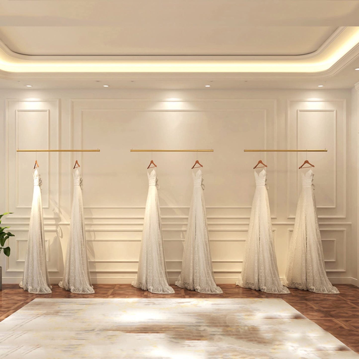 KYTGFH Clothing Garment Rack Adjustable Height Display Clothes Store Rack Ceiling Wedding Dress Hanging Rack Hanger Storage,Wall Mounted Commercial Bedroom Organiz,3pcs,100CM