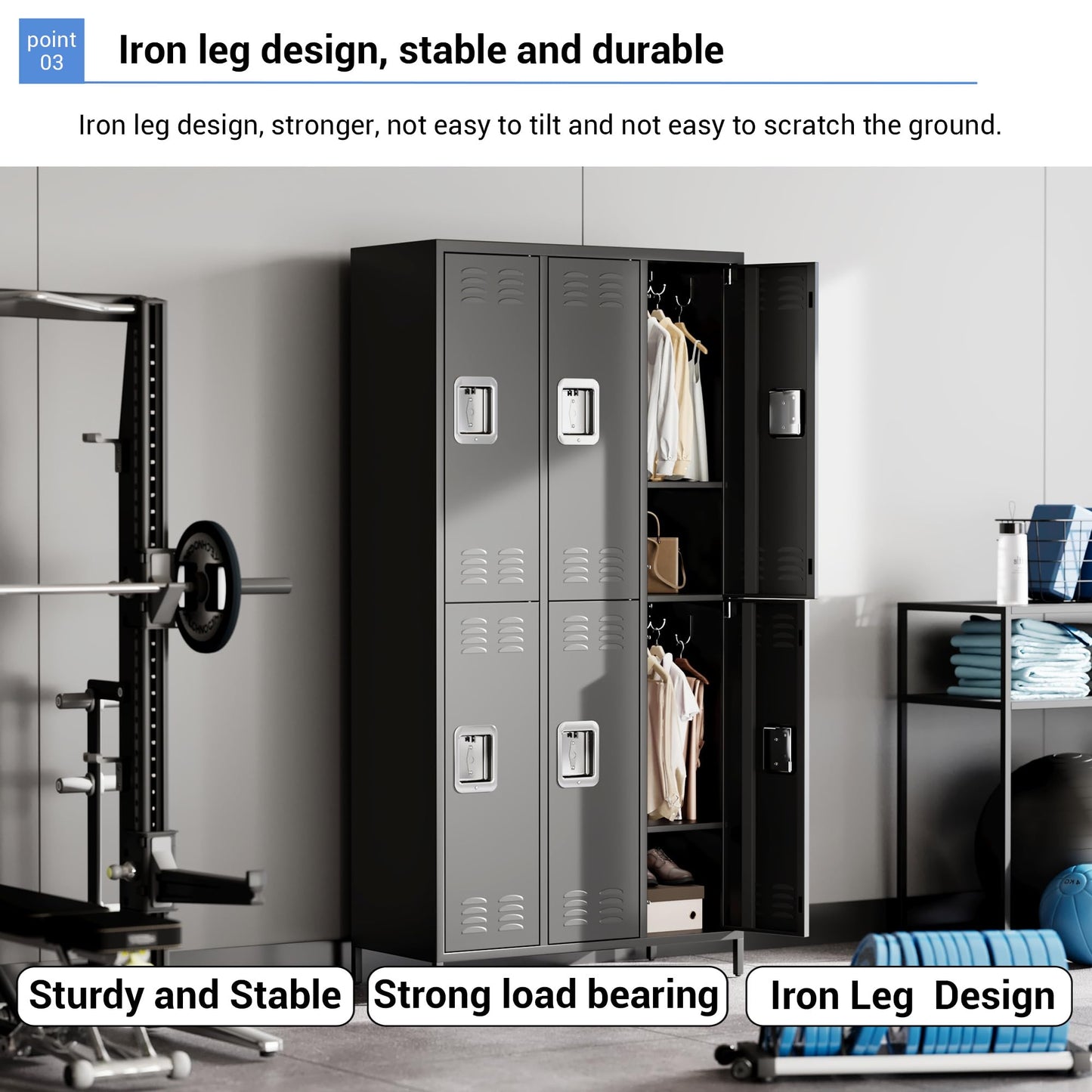 PioneerWorks Metal Locker 6 Door Storage Cabinet, Gym Storage Locker with Hook for Gyms, Schools, Classrooms, Homes, Offices and Employee Dormitories