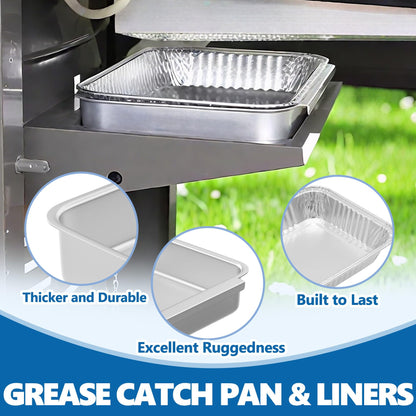 SafBbcue 93305 Grease Catch Pan for Weber Spirit e-310/210/220/320/330 Genesis II e-310 e-315 e-325 e-330 e-335 Grill Grease Tray with 20 Pack Disposable Drip Liners, Replacement Part for Weber#83156