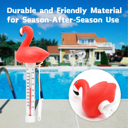 XY-WQ Floating Pool Thermometer, Large Size Easy Read for Water Temperature with String - Swimming Pools, Spas, Hot Tubs, Ponds (Flamingo)