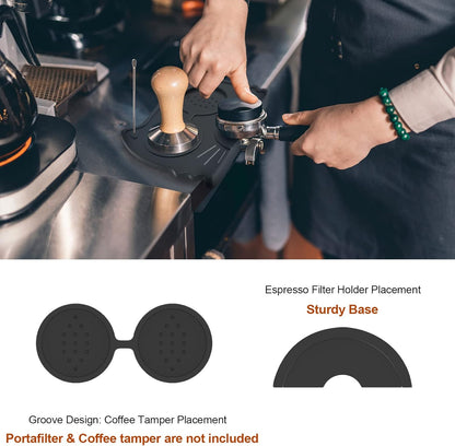 Espresso Tamper Mat, Food Safe Silicone Coffee Mat, Anti-Slip Corner Tamp Pad for Barista Tool Home Kitchen