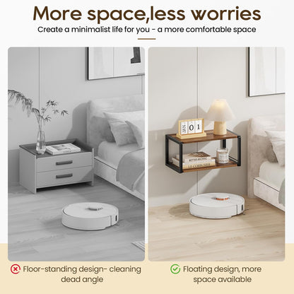 1 Pack) Floating Nightstand, Wood Bedside Shelf Wall Mounted Nightstand with Heavy-Duty Frame, Floating Bedside Table