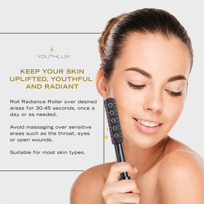 Radiance Roller - Germanium Stone Uplifting Face Beauty Massage Tool/Roller/Wand for Skin Tightening, De-Puffing, Sculpt/Lift, Anti-Aging | Uplift Face Roller, Facial Roller (Rose Gold)