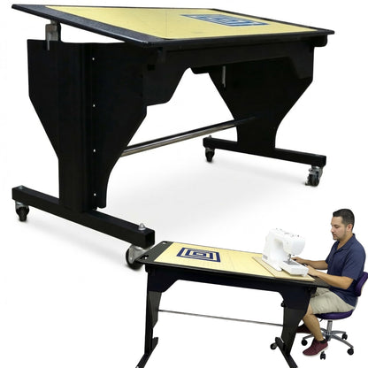 Martelli Premier Electric Sewing Table 47x29 Tabletop - Remote Operated Height Adjustable Sewing Cabinet - Drafting Table with Cutting Mat, Rotary Cutter Deal (Black, Sensational)