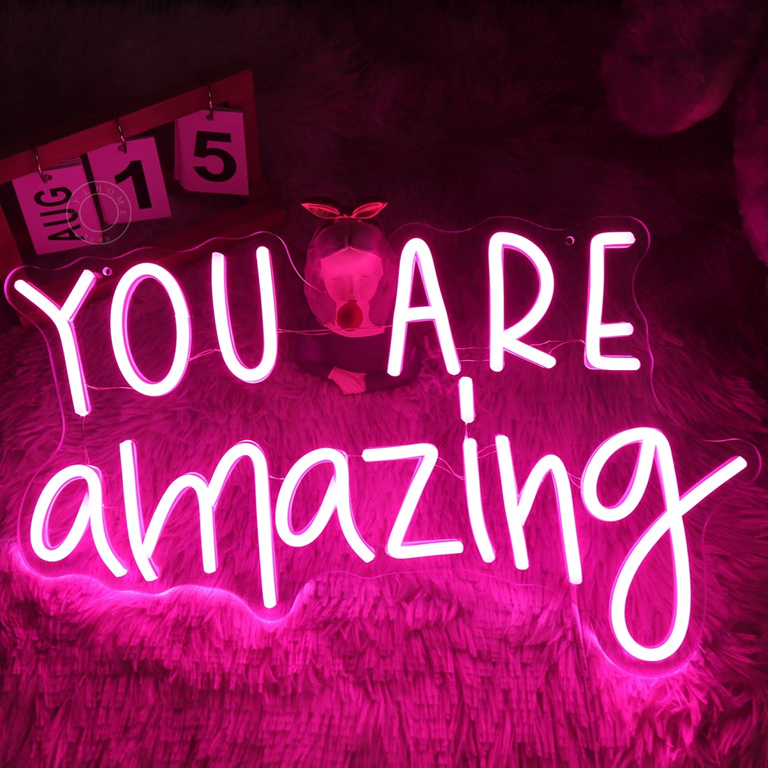 SYLHOME You Are Amazing LED Neon Light Sign 5V Girls Boys Bedroom Living Room Classroom Wall Decor Sign Hanging Smart Kid Birthday USB 16.9" X 10.6" Warm White