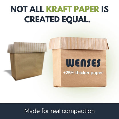 Wenses Paper Trash Compactor Bags, 12 Pack, Fits 15-Inch Compactors