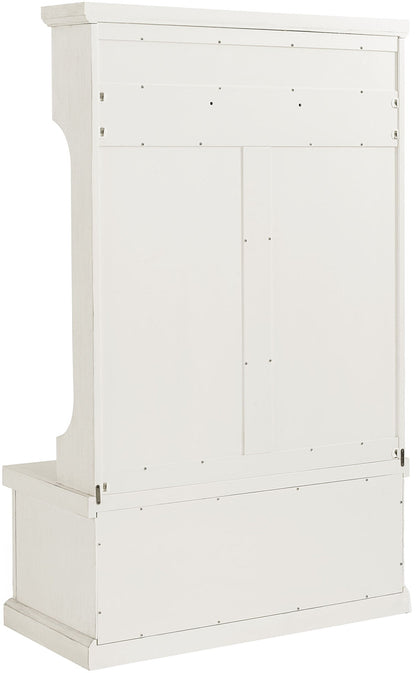 Crosley Furniture Seaside Hall Tree with Shoe Rack Bench and Coat Hooks for Hanging Storage, Distressed White