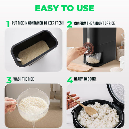 Culmino Rice Dispenser 25 lbs I Rice Storage Container 25 lbs with Sponge, Scoop & Measuring Cup I Airtight Rice Container with Lid I Best Food Dispenser Rice Bucket I Cereal Dispenser for Pantry
