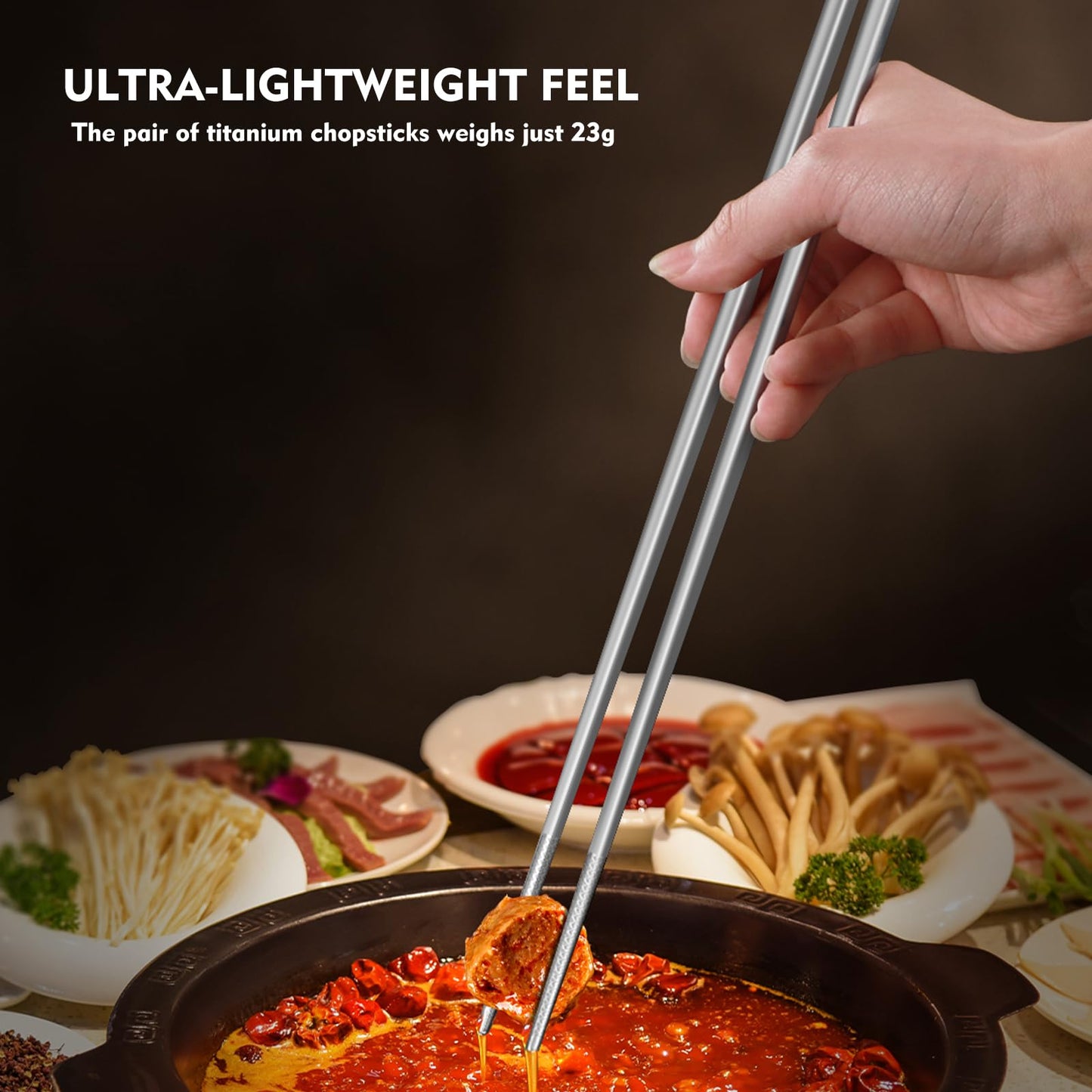 Pure Titanium Cooking Chopsticks, Extra Long 12.6 Inches - Reusable Hot Pot, Stir Fry and Pasta Kitchen Utensils -washer Safe (2 Pairs)