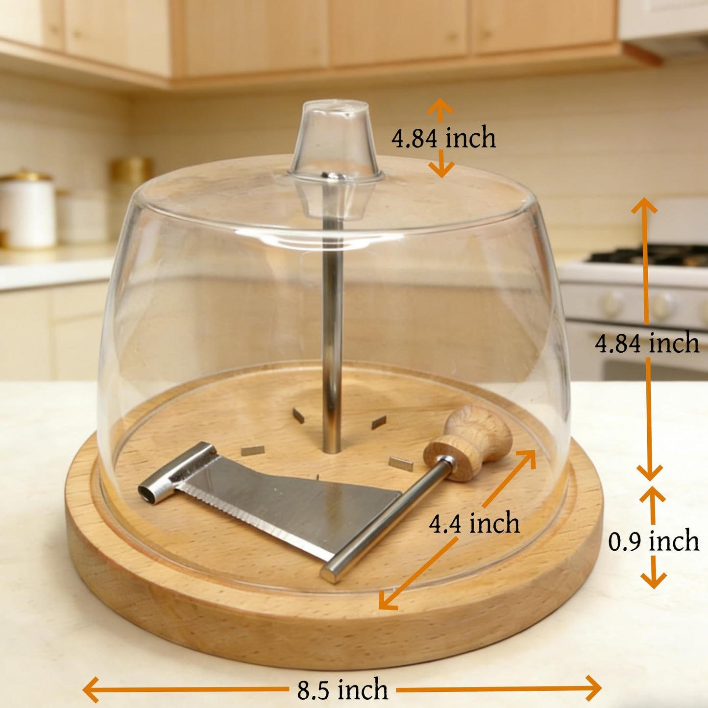 Cheese Curler Wheel, Professional Cheese Slicer Cheese Cutter, Rotary Cheese Grater for i.a. Tête de Moine & Chocolate, Stainless Steel Girolle Cheese Shaver with Sharp Blade&Solid Wood Base(with Lid)