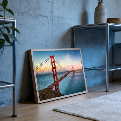 RGAJWIC Bridge Skyline Diamond Painting Kits, Sunset View of The Golden Gate Bridge and Fog, 5D DIY Full Drill Diamond Art Set for Home Wall Decor Adults Paint by Numbers 12x16 inch