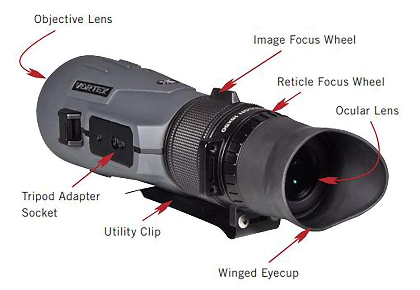 Vortex Optics Recon R/T 15x50 Monocular - XD Optical System, MRAD Reticle, Utility Clip, Tripod Adaptable, Rubber Armor, Non-Slip Grip, Fogproof, Waterproof - Unlimited, Unconditional Warranty