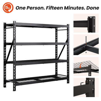 DYNALOAD 8000 Lbs Heavy Duty Garage Shelving, 4-Tier Adjustable Metal Storage Shelves, Industrial Steel Rack for Garage Basement Warehouse, 77" W x 24" D x 72" H