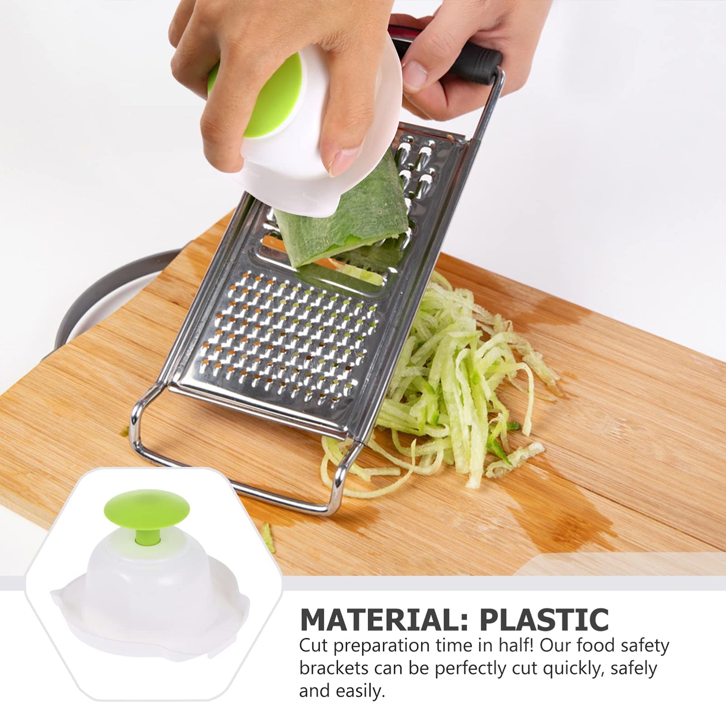 Hemoton Multi- Function Food Safety Holder Plastic Slicing Tool Food Slicer Cutter Finger Guard for Mandoline Slicer Grater Cutting (Green)