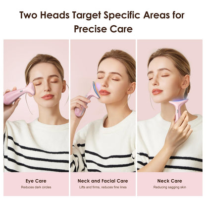Facial and Neck Massager for Face, Neck - Skin Lifting & Firming - Wrinkle & Dark Circle Reducer - at Home Skin Care Face Sculpting Tool and Neck Massager-Pastel Pink