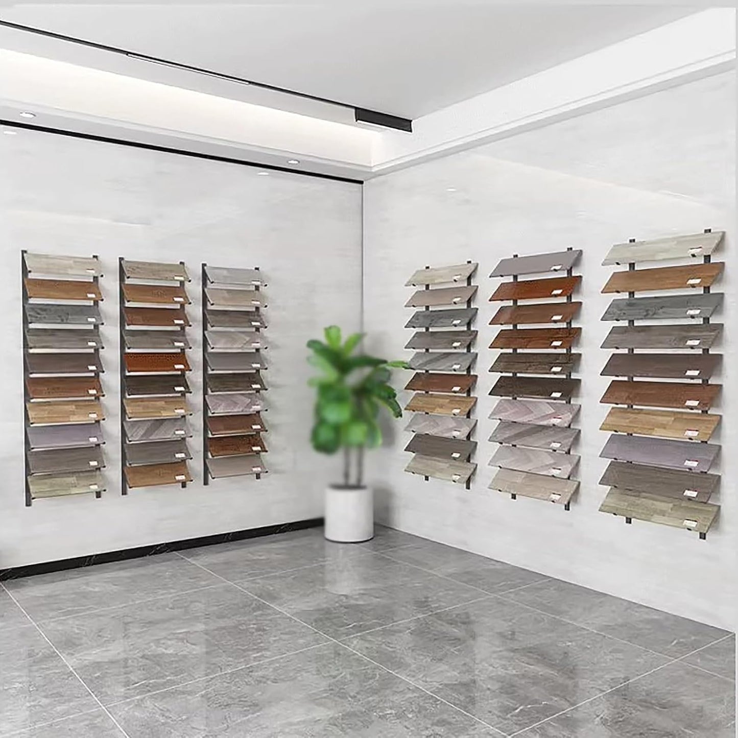 Floor Tile Sample Rack,Heavy Duty Wall-Mounted Tile Display Stand, Large Wooden Ceramic Sample Rack, 10.5x140cm Black Floating Shelf - Perfect for Showrooms, Retail, and Home Decor