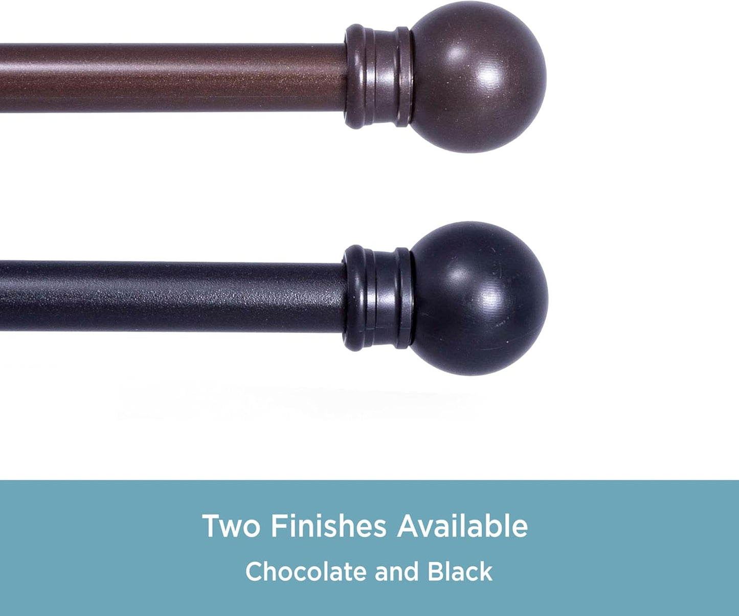 Kenney 7/16” Fiona Café Window Curtain Rod, Chocolate, 48-84”