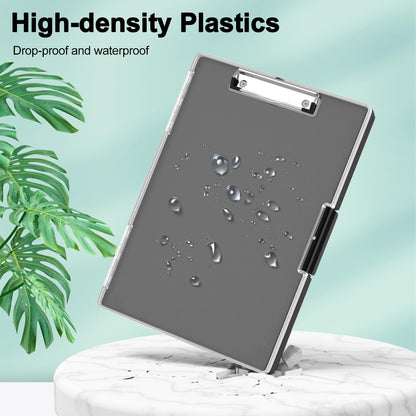 Piasoenc Clipboard with Storage, 8.5 x 11 Clip Boards with 2 Storage Case and A4 Paper Folder, Clear Dry Erase Top Panel, Heavy Duty Plastic, Folio & Side Opening, for Nurses, Teachers, Lawers,Black