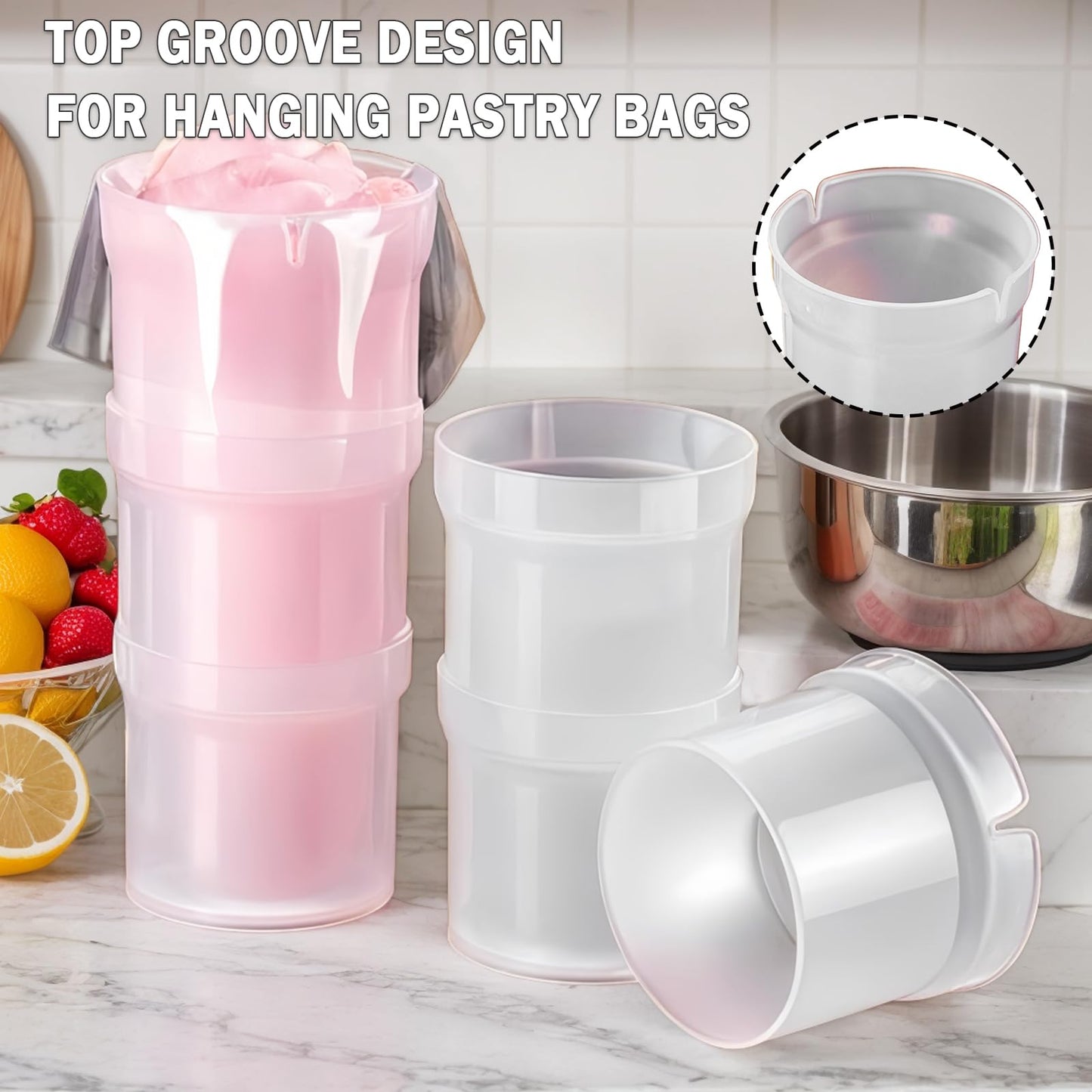 Runspich Piping Bag Holder Stand for Easy Filling – Cake Decorating Supplies Kit for Pastry & Icing Bags
