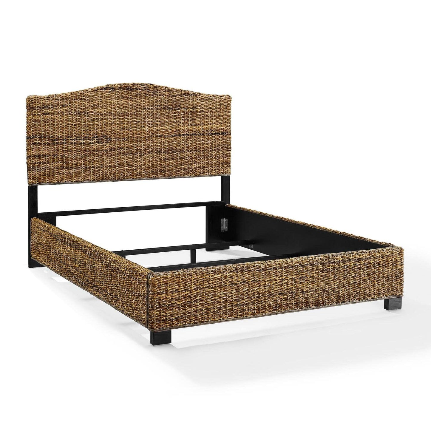 HomeStock Lakeside Living Bed Set, Queen Size, Natural, Steel, Wood Finish Banana Leaf - 86" L x 66.75" W x 52.75" H