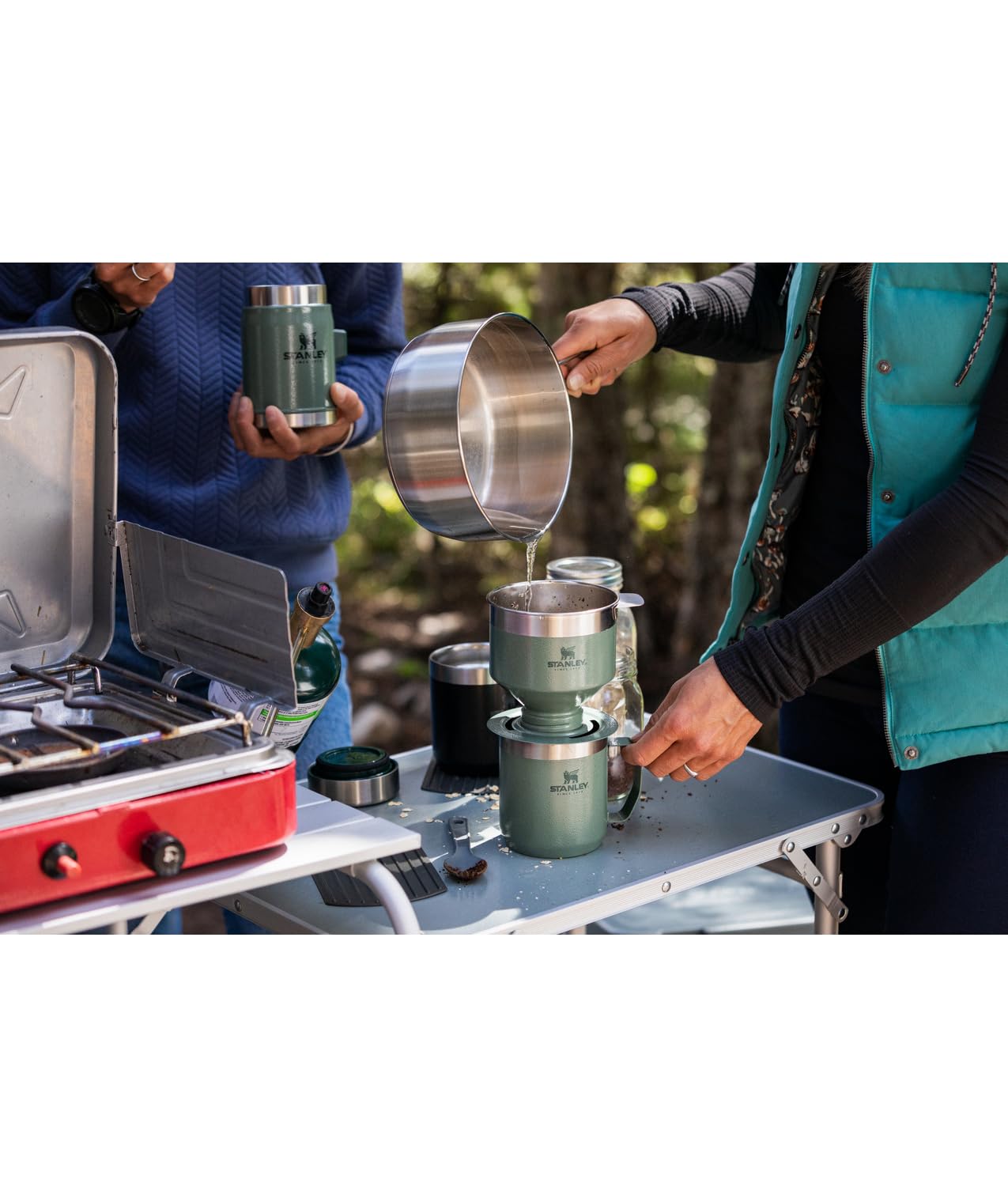STANLEY Perfect Brew Pour Over Set | 12 oz Camp Mug with Lid Included | Drip Coffee Maker with Reusable Filter | Insulated Stainless Steel | BPA-Free | Cream Gloss