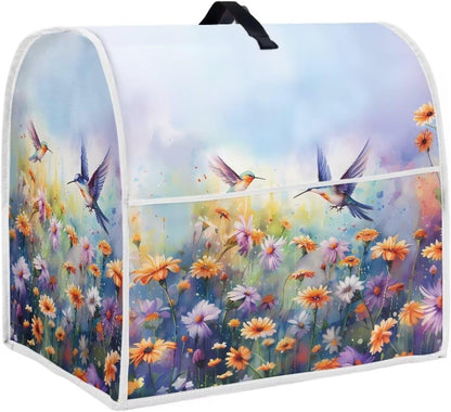 Hummingbird Daisy Dust Cover, Trendy Stand Mixer Kitchen Appliance Cover with Handle and Storage Pocket