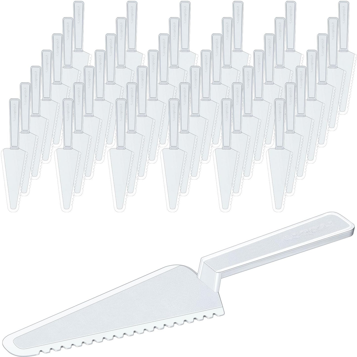Suclain 200 Pieces Clear Disposable Cake Knife Bulk for Wedding Party 9.1 Inch Plastic Cake Server Cutting Plastic Spatula Knives Pie Pizza Pastry Slicer Serving Utensils for Kitchen