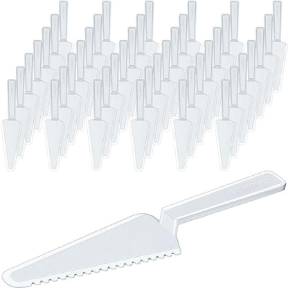 Suclain 200 Pieces Clear Disposable Cake Knife Bulk for Wedding Party 9.1 Inch Plastic Cake Server Cutting Plastic Spatula Knives Pie Pizza Pastry Slicer Serving Utensils for Kitchen