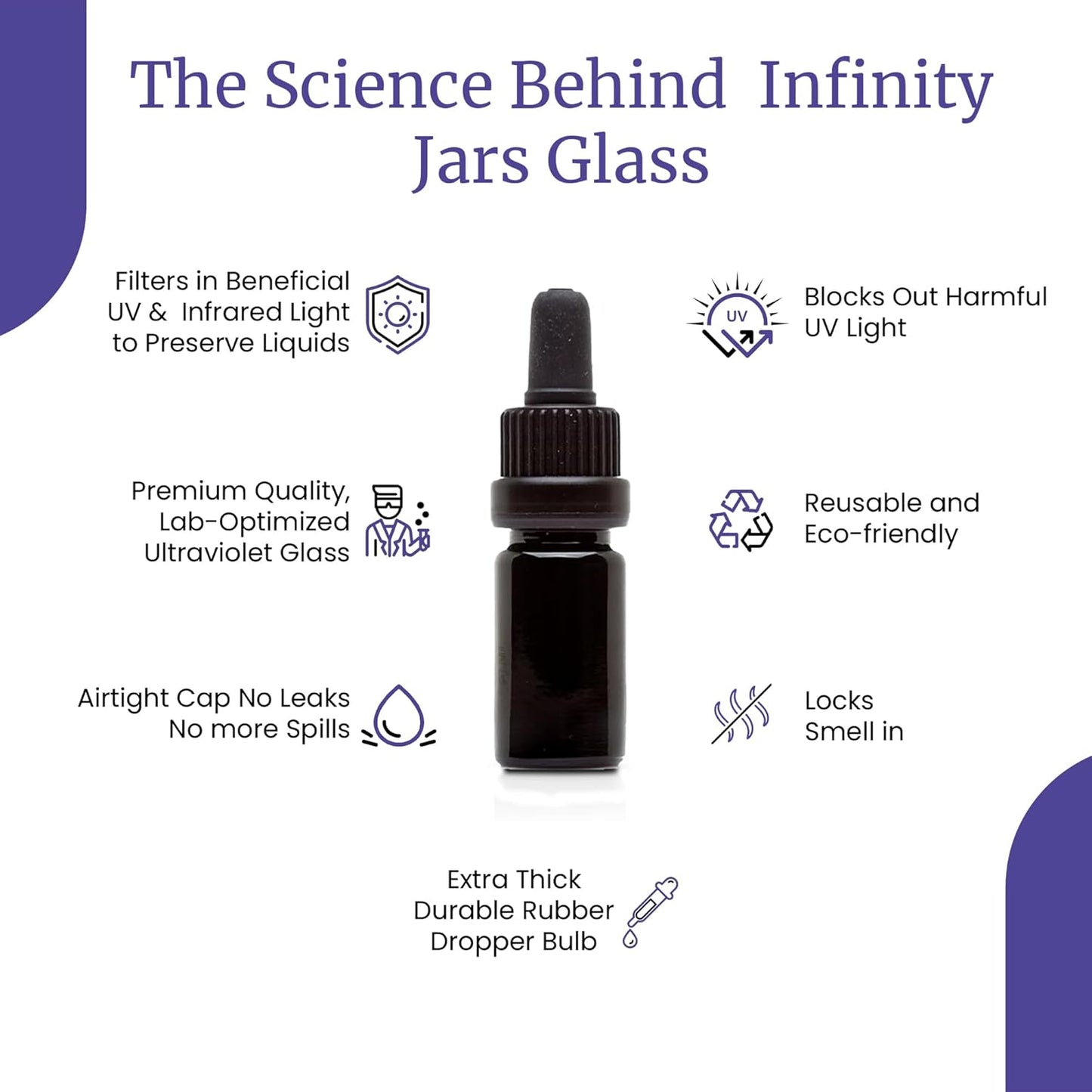 Infinity Jars Glass Dropper Bottle - 30ML Ultraviolet Black Glass Tincture Bottle with Eye Droppers, 3 Pack