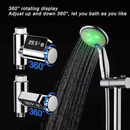Fdit Instant-Read Shower Thermometer for Kids & Adults, G1/2 Faucet Thermometer with LED Digital Display for Home