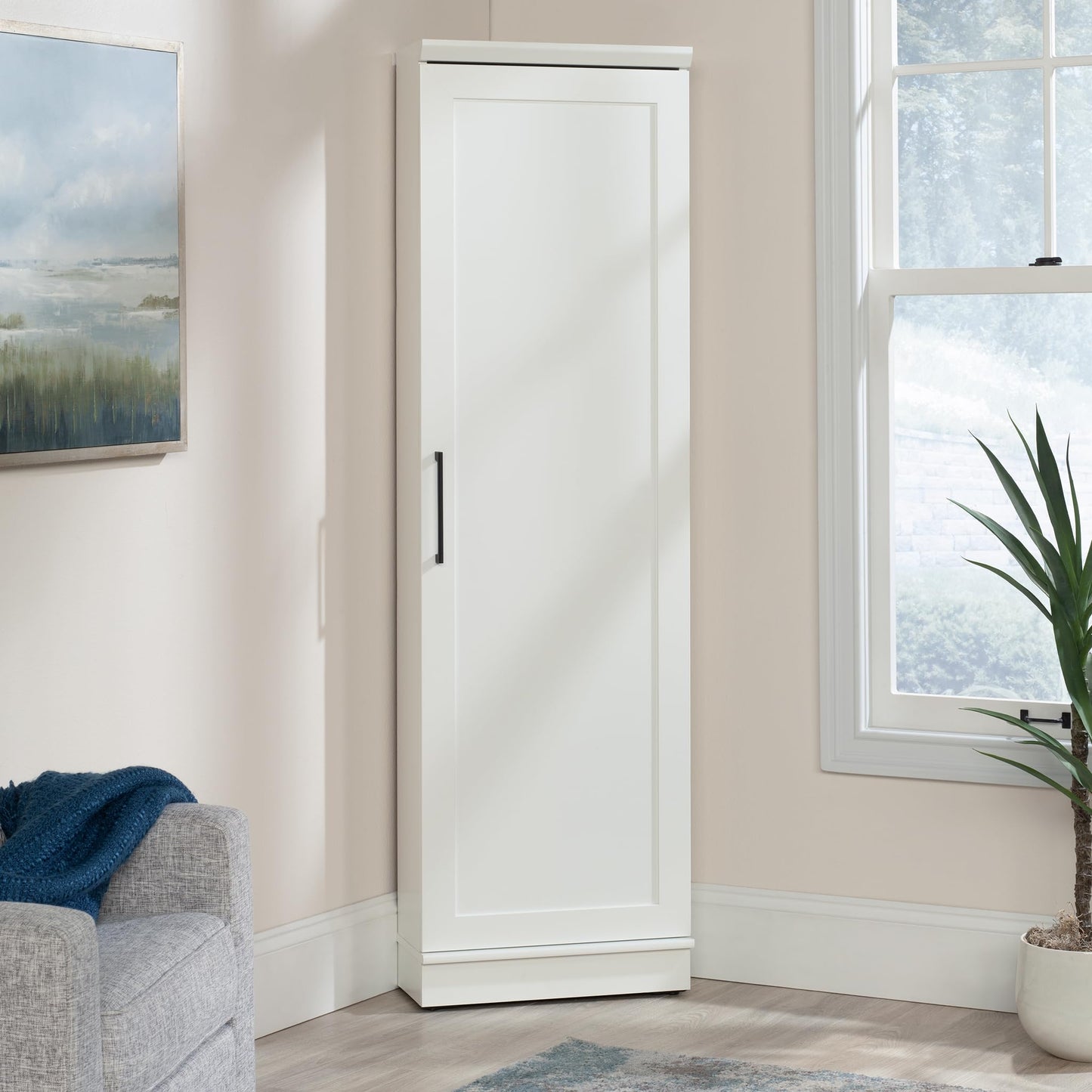 Sauder Homeplus Corner Cabinet, Soft White Finish