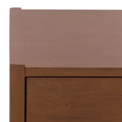 SAFAVIEH Couture Collection - Mayalyn Walnut & Black Wood 2 Drawer Nightstand, Modern Bedside Table with Storage, Fully Assembled Bedroom Furniture (SFV7722A)