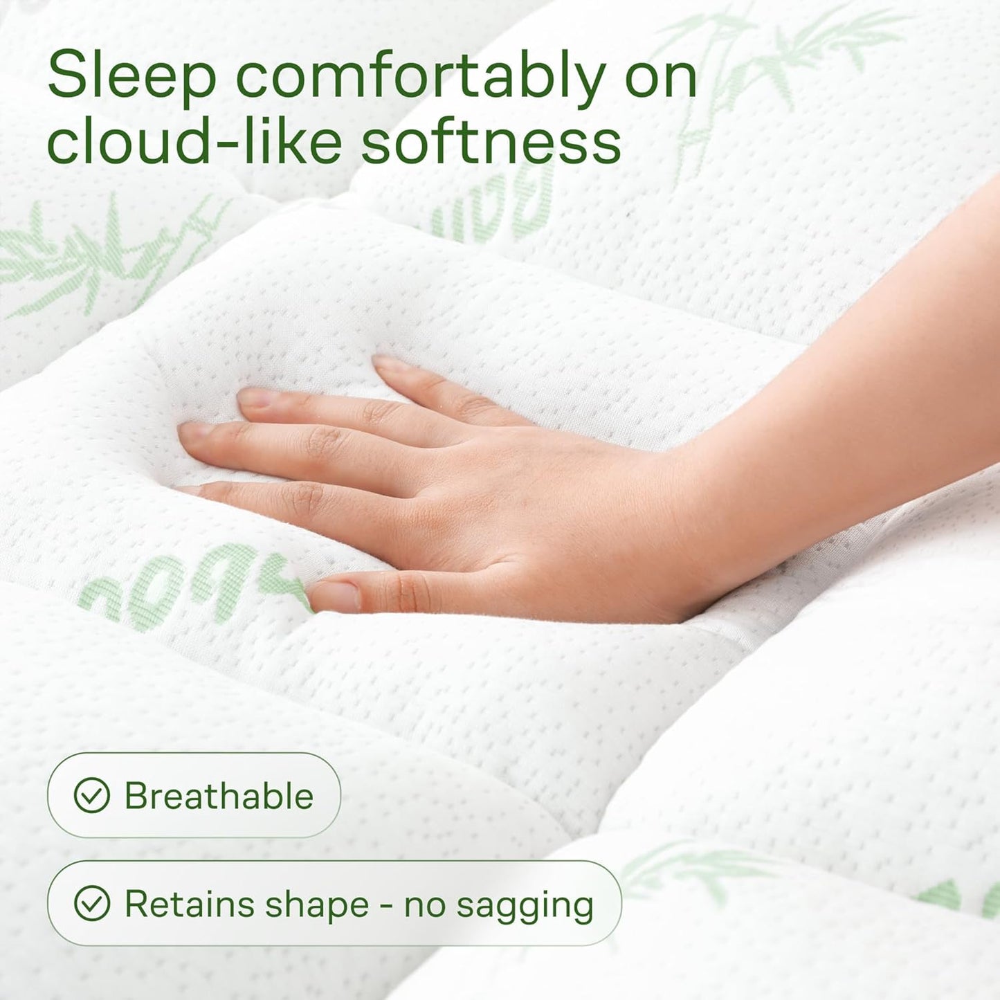 Niagara Sleep Solution Ultra Soft Queen Mattress Topper - Bamboo Viscose Pillow Top for Back Pain Relief | Naturally Cooling, Fits 6-18" Mattresses, 600GSM