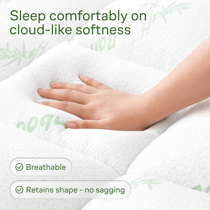 Niagara Sleep Solution Ultra Soft Queen Mattress Topper - Bamboo Viscose Pillow Top for Back Pain Relief | Naturally Cooling, Sage