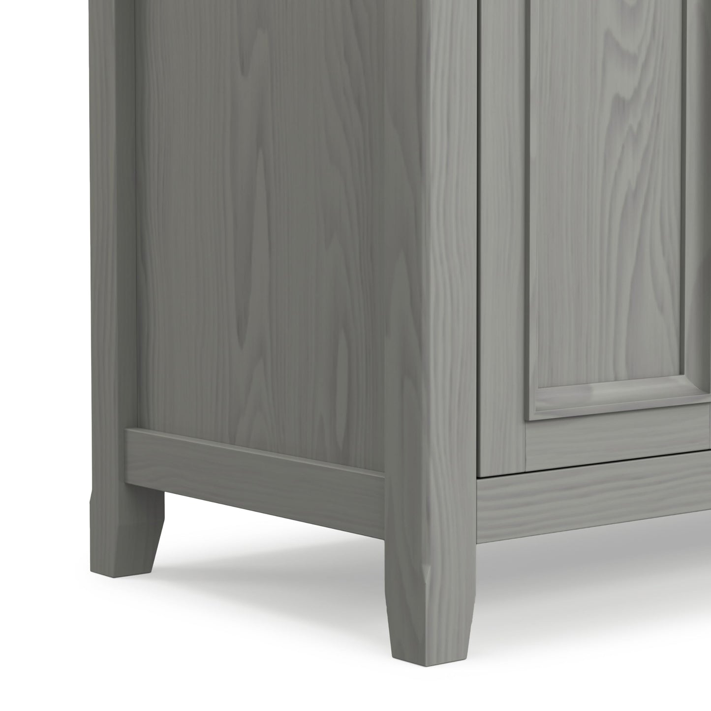 SIMPLIHOME Amherst TV Stand - 72 inch Wide Solid Wood Media Console in Fog Grey, Transitional Entertainment Center for Living Room for TVs up to 80 Inches with Shelves and Cable Management