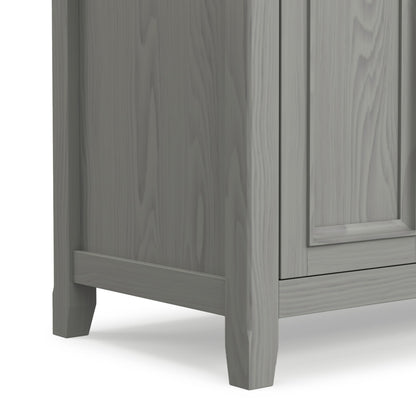 SIMPLIHOME Amherst TV Stand - 72 inch Wide Solid Wood Media Console in Fog Grey, Transitional Entertainment Center for Living Room for TVs up to 80 Inches with Shelves and Cable Management
