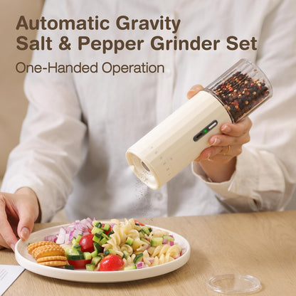 Vucchini 6 Level External Adjustable Electric Pepper Grinder Rechargeable Salt Grinder Type-C Quick Charge Large Capacity Spice Mill Acrylic Container for Home Kitchen