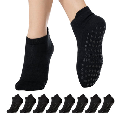 CoolMate Pilates Socks with Grips for Women, Yoga Socks, Crew Non Slip Women for Workout, Barre, Pilates Gifts