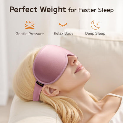 Perfect Weighted Sleep Mask for Falling Asleep Faster - 100% Blackout Eye Masks for Sleep - Zero Eye Pressure 3D Sleep Masks for Women Men, Airplane Travel Essentials, Memory Foam, Black Pink