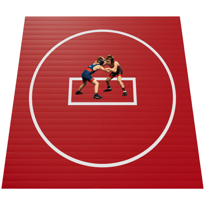 GianToucan Wrestling Mat for Home, ８’x ８’x 1.25” Grappling Mat for Wrestling, MMA, BJJ, Jiu Jitsu, Judo, Gym, Roll-Up Wrestling Practice Mat for Kids & Adults，Easy to Clean Indoor/Outdoor, Red