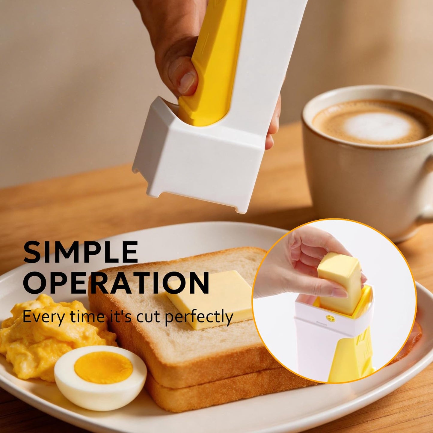 1PCS Stick Butter Cutter Slicer, One Click Stick with Stainless Steel Blade, Measuring Dispenser with Freshness Seal, Cheese Splitter, Butter Slicer, Precise Slicing for Quickly Making Bread, Cakes, Breakfast