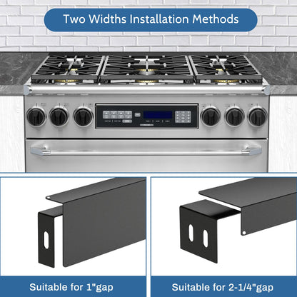 30" Slide-in Range Rear Filler Kit W10113901A with 2pcs Silicone Stove Gap Covers, Cooktop Trim Kit Between Stove and Backsplash for Whirlpool & Most Brand, 316 Stainless Steel (Black)