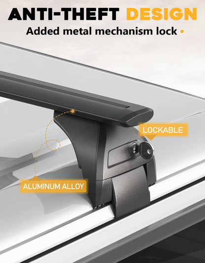 Tuyoung Roof Rack Cross Bars Lockable Compatible with Jeep Wrangler JK JL Gladiator JT 2007-2026, 2 & 4 Door 220lbs Heavy Duty Aluminum Crossbars Rooftop Kayak Bike Luggage Racks