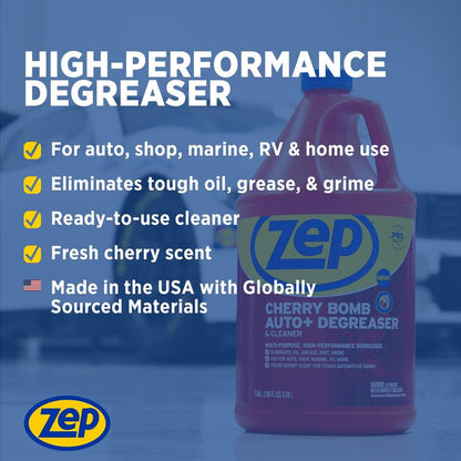 Zep Cherry Bomb Auto+ Degreaser & Cleaner - For Auto, Marine, RV, & Home - 1 Gallon