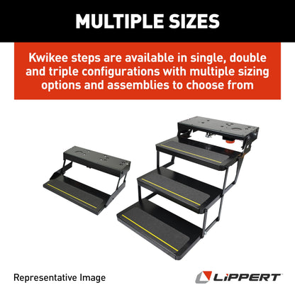 Kwikee 38 Series Electric Step Assembly, Logic Control Unit, Power Switch Kit for RV, Travel Trailers, Hidden Light, 8.5" Step Rise, Anti-Slip Surface, 12V DC Motor, Steel Construction - 3723383