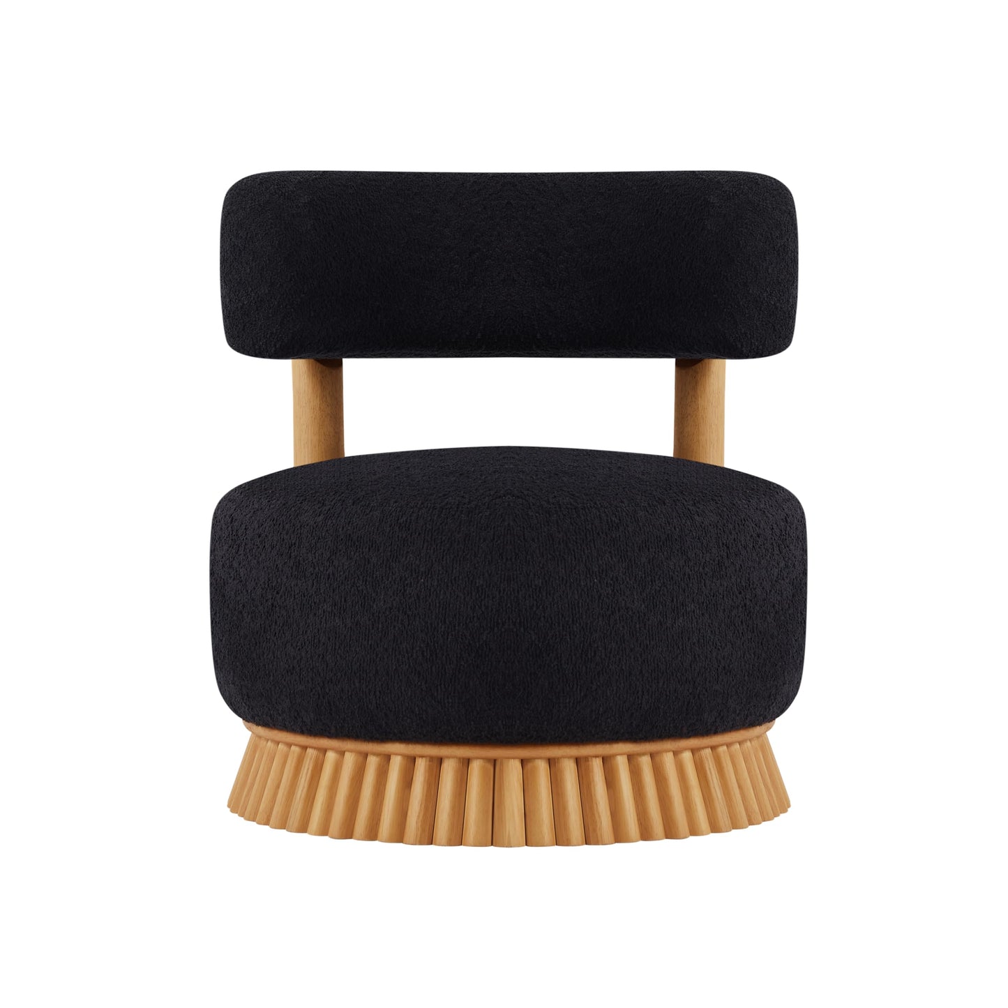 Christopher Knight Home Eloise Modern Accent Chair for Living Room, Boucle Upholstered Single Lounge Sofa Chair with Wooden Frame, Comfy Reading Chair for Bedroom, Black+Natural