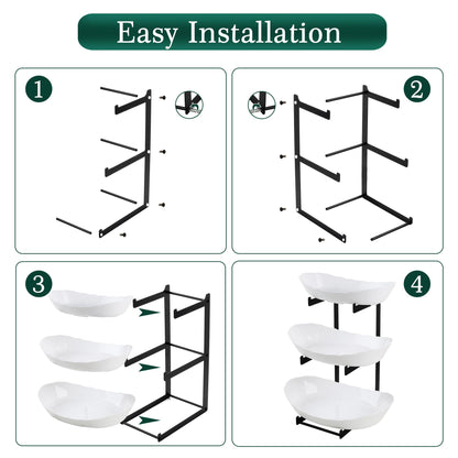 3 Tier Fruit Bowl for Kitchen Counter - Tiered White Fruit Stand, Easy to Assemble & Clean, Sturdy Plastic Fruit Storage Container for Fruits, Vegetables, Snacks, Elegant Serving Bowl for Home & Party