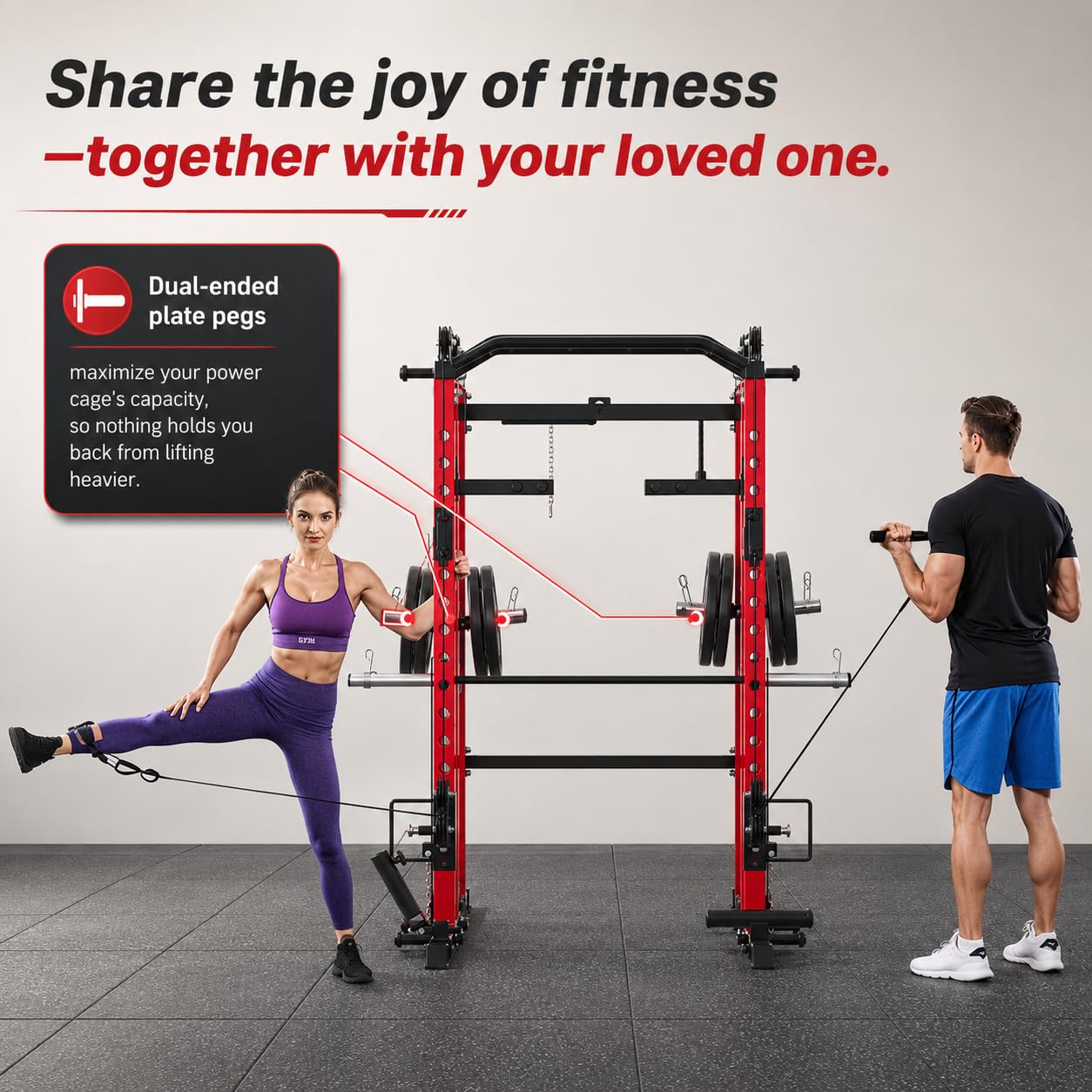 Danrelax Smith Machine Home Gym, 2000 lbs Power Cage with LAT Pulldown, Dual Cable Crossover & Pulley System, All-in-One Squat Rack for Strength Training, Bench Press, Garage Gym