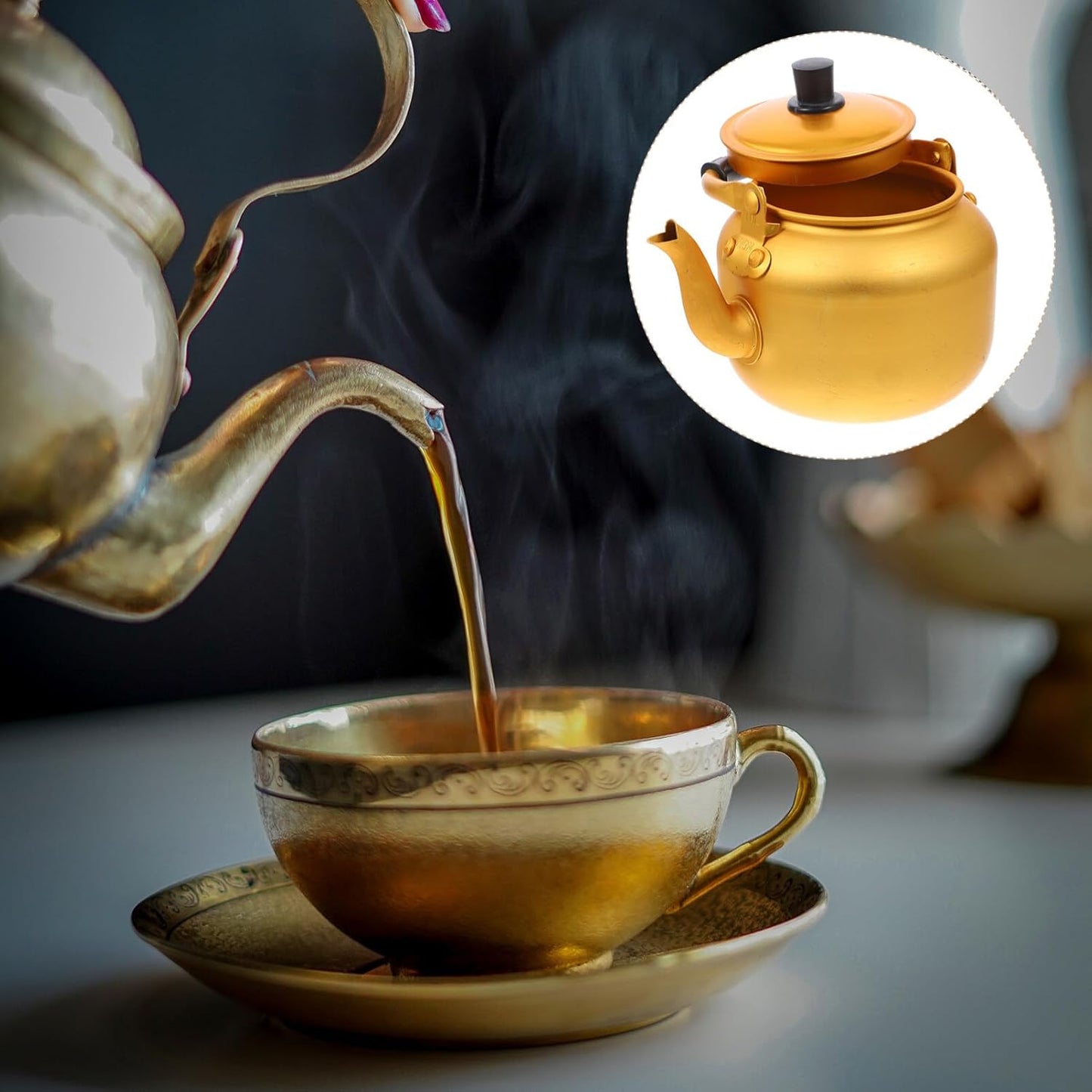 Stainless Steel 1L Hot Water Kettle, Whistling Tea Kettle with Infuser, Gooseneck Pour Over Coffee Pot for Fast Heating