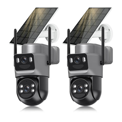 Latuwuz 4K Security Cameras Wireless Outdoor Solar, 5GHz/2.4GHz WiFi 360° PTZ Cameras for Home Security with Dual Lens, Color Night Vision, Human Detection, Siren, 2-Way Audio, IP66